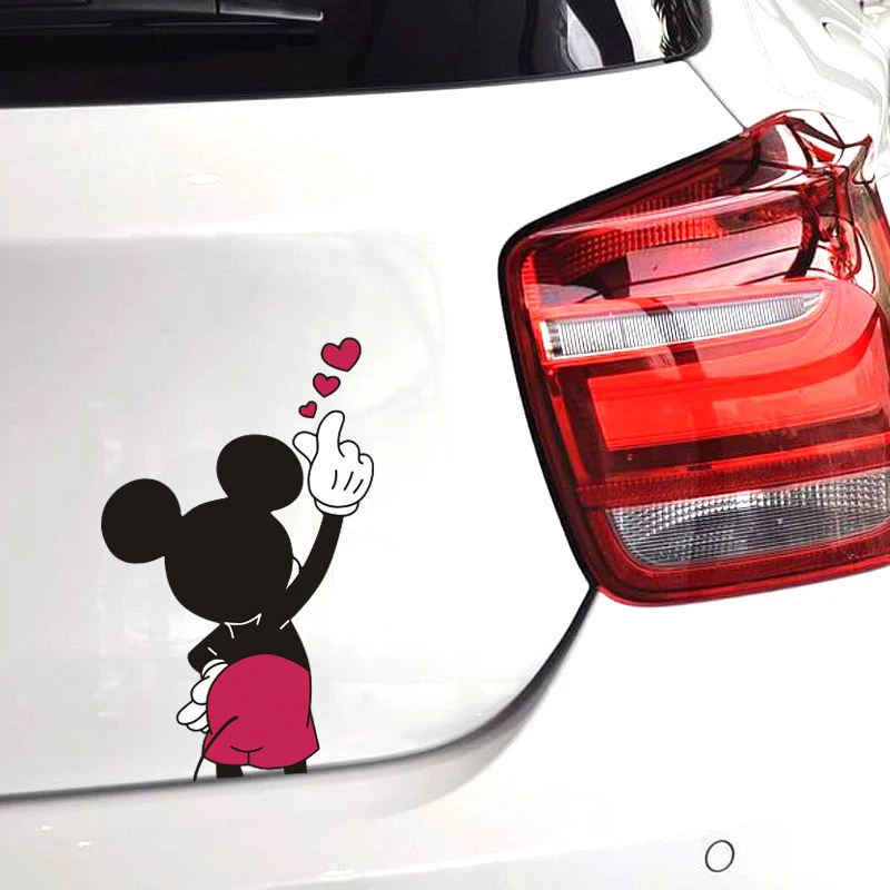 Hand Heart Disney Cartoon Mickey Mouse Car Stickers Minnie Mouse Styling Auto Window Waterproof Decals Windshield Decoration