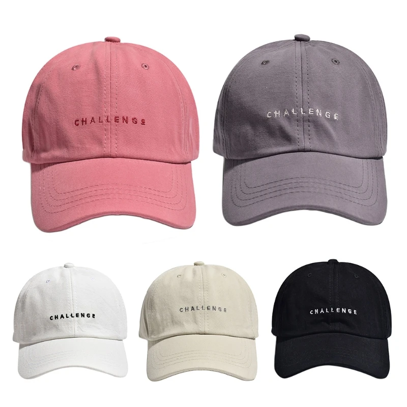 

Korean Women Men Challenge Letters Embroidery Baseball Simple Solid Color Hip Hop Summer Visors Adjustable