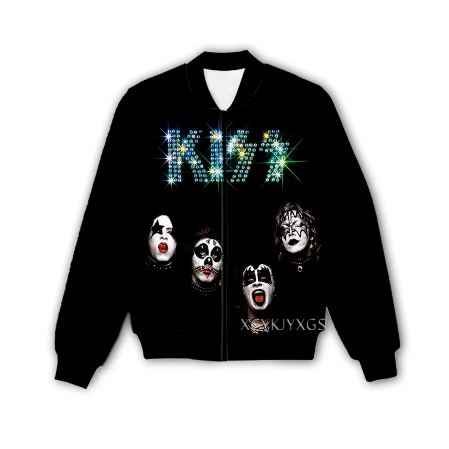 Phechion New Creative Men/Women\'s Kiss Rock Band 3D Printed Jacket Fashion Streetwear Men Loose Sporting Jacket & Coat M95