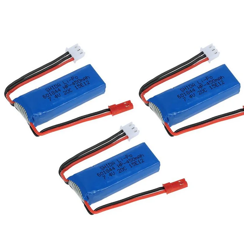 2 / 4 / 6pcs 7.4V 450mAh 20C Lipo Battery 2S for WLtoys K969 K989 K999 P929 P939 RC Car Rc Drone