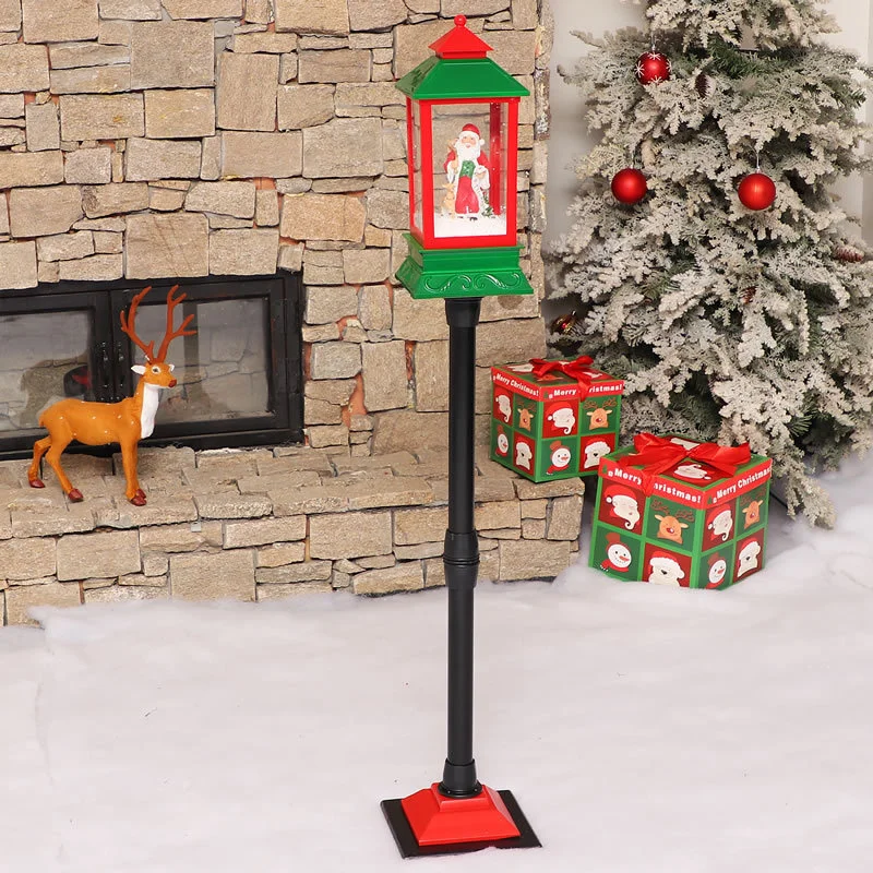 Western Style Snow Street Light with Music, Merry Christmas Decoration for Garden