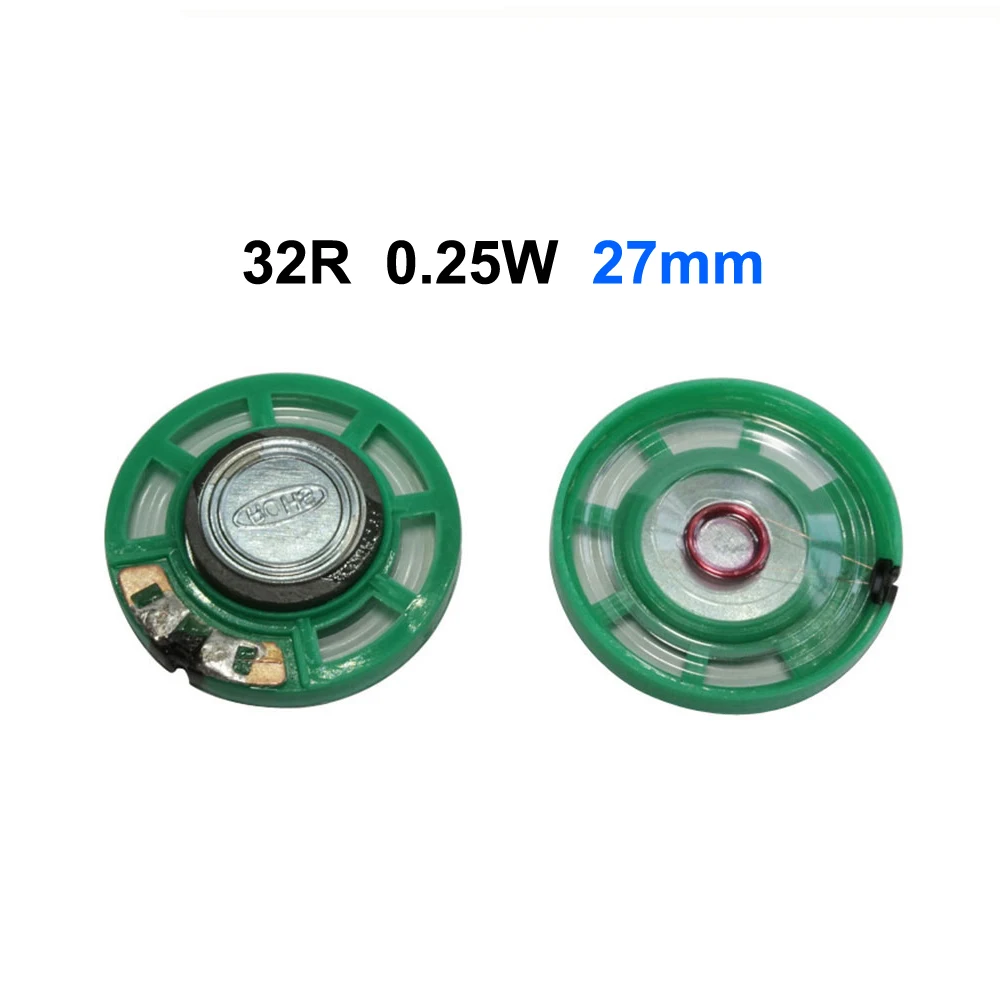 YuXi 2pcs New Ultra-thin speaker 8 16 32 ohms 8R 16R 32R 0.25 watt 0.25W Diameter 27mm 2.7cm Toy-car horn Doorbell horn