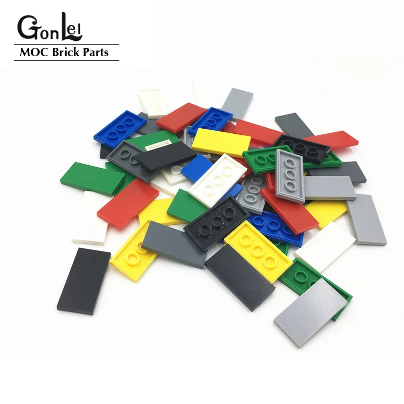 Lot de 100 carreaux plats 2x4 avec rainure MOC, blocs de construction, bricolage, jouets créatifs, compatibles avec 87079 pièces