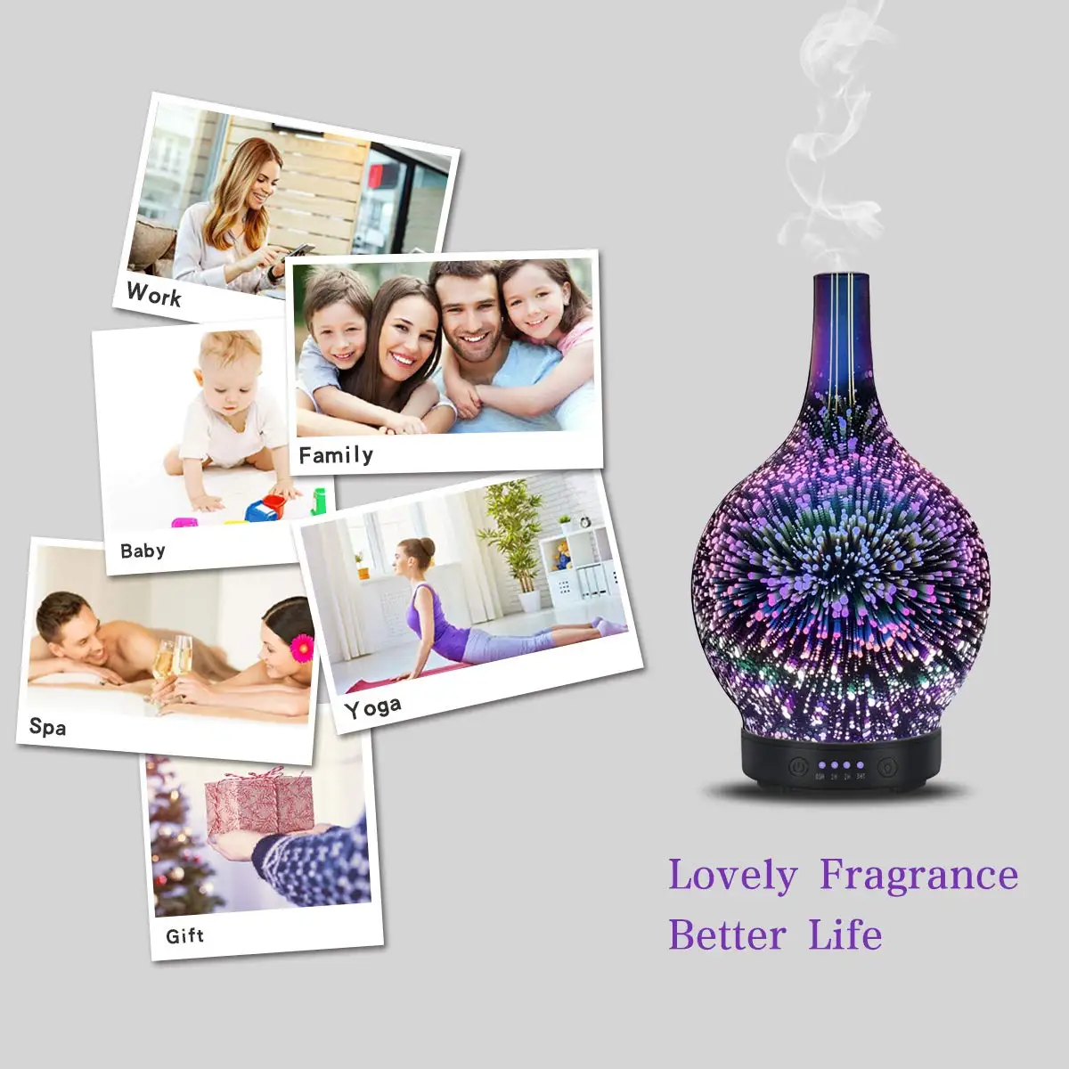 Umidificatore Aromaterapia Olio Essenziale Diffusore di Aroma Diffusore Tranquilla Impostazione del Tempo di 7 Colori Luci A LED Cambiare Casa Ufficio 120 ml