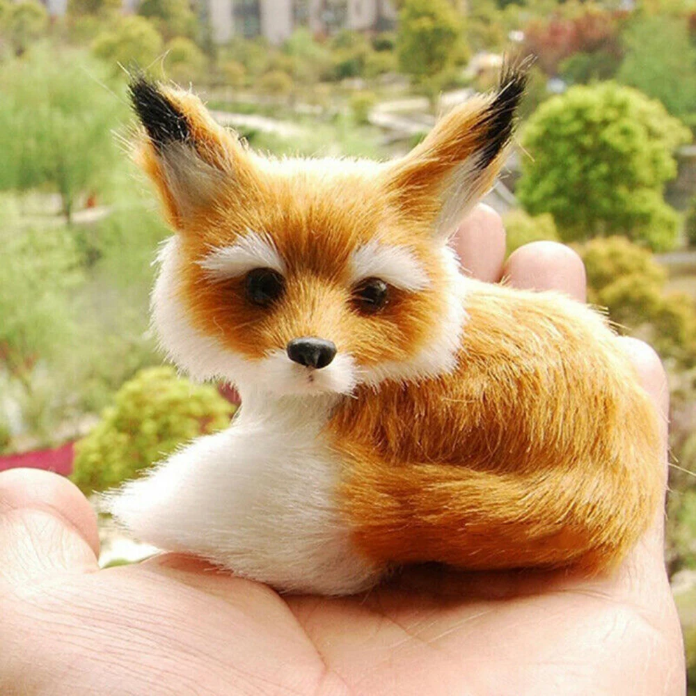 

New 1 Pcs Simulation Animal Foxes Plush Toy Doll Realistic Stuffed Animal Soft Plush Kids Toy Sitting Fox Home Decor 9*7*8cm