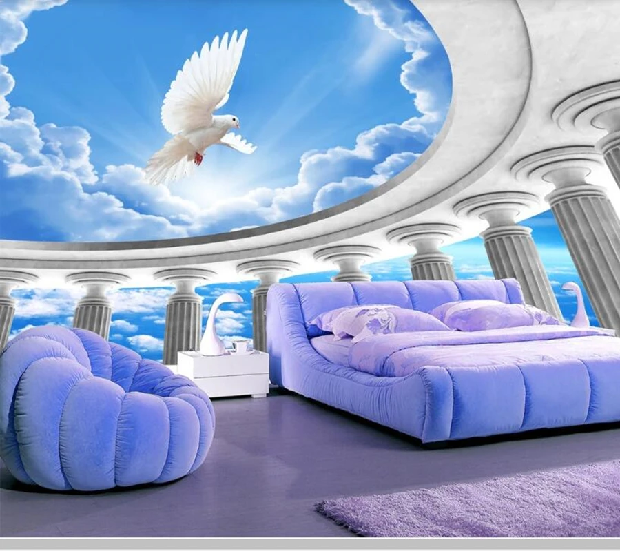 Heaven Temple Peace Roman Column 3D stereo wallpaper,living room tv wall bedroom wall papers home decor mural