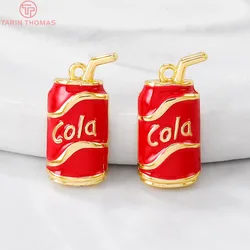 (1403)4PCS 8x15MM Hole 1MM 24K Gold Color Brass Dripping Oil Cans Charm Pendants for DIY Jewelry Making Findings Accessories