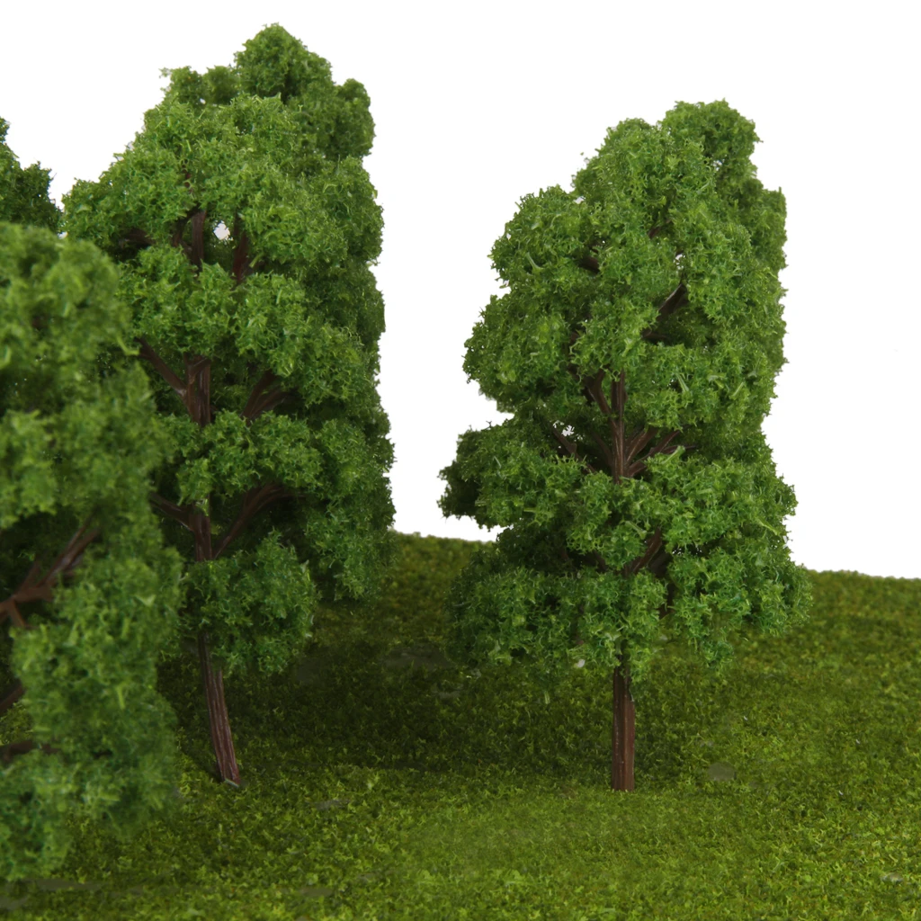 10 Green Model Trees 1:75 HO Scale Train Railway War Game Diorama Scenery image 3