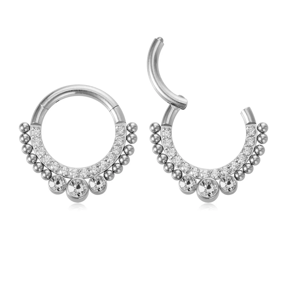 1PC Clear CZ Zircon Hinged Piercing Earring Hoop 16g Septum Rings for Women 316L Surgical Steel Daith Helix Piercing Jewelry