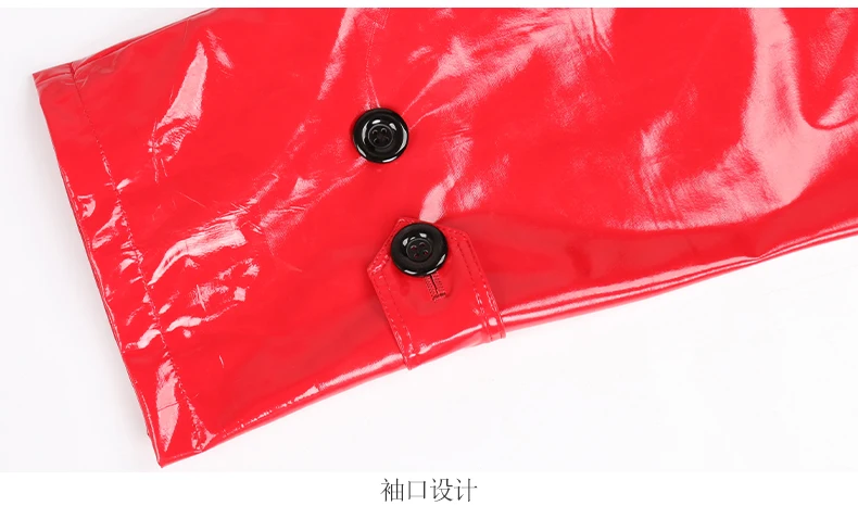 Nerazzurri Autumn Extra Long Soft Red Reflective Shiny Patent Leather Trench Coat for Women Double Breasted Maxi Korean Fashion