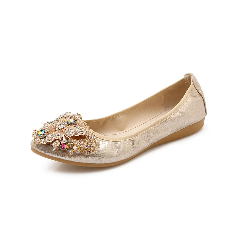 Womens Flats Office Ladies Work Shoes Large Size 41 42 43 Loafers Fashion Rhinestone Slip-on Shoes Woman Driving Flats  WSH3502