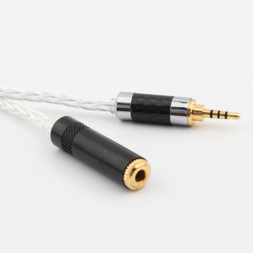 15cm Carbon fiber 2.5mm Male  to 3.5mm Stereo Female Calbe  TRRS Balanced Earphone Audio Adapter Cable,twisted pair cable