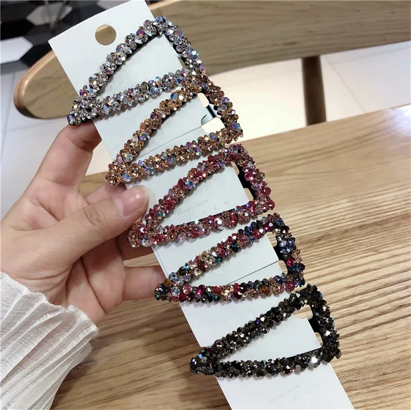 Fashion Girls Women Hair Clips Geometric Imitation Crystal Hairpins Retro Triangle Crystal Hairgrips Hair Accessories for Femme