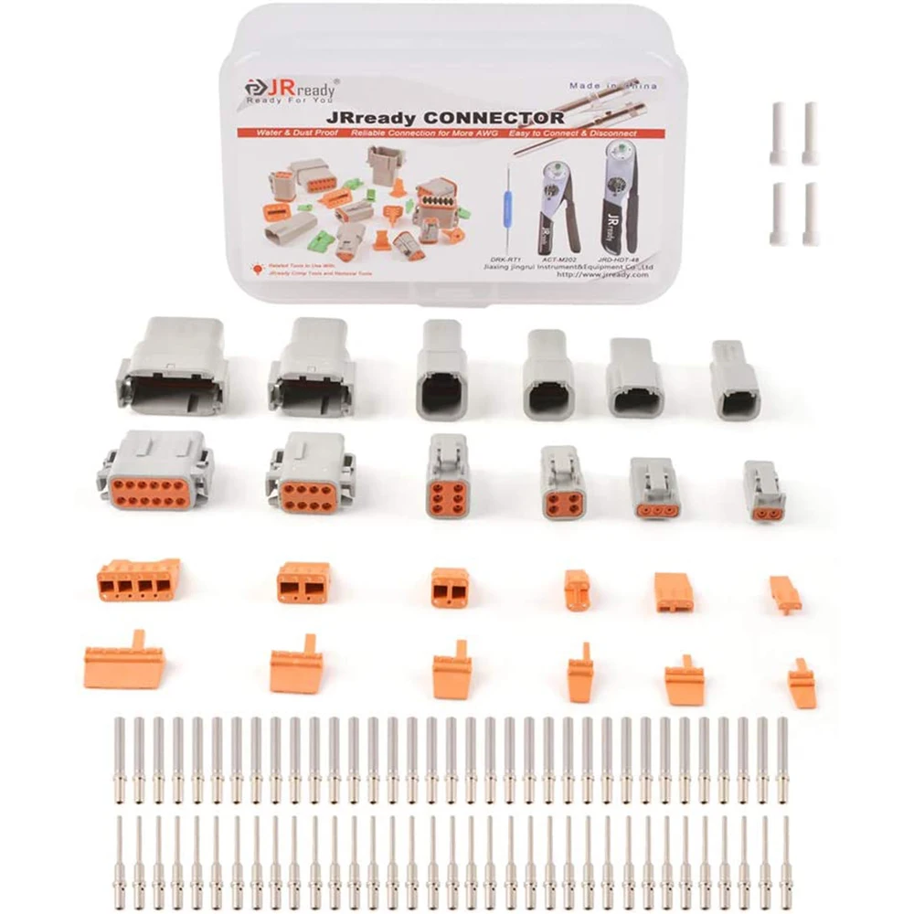 

JRready ST6141 DTM 2-12 Pin IP67 Waterproof Connector with 35 Pairs Solid Contacts Pin Sockets Size 20/Wire Range 20 AWG