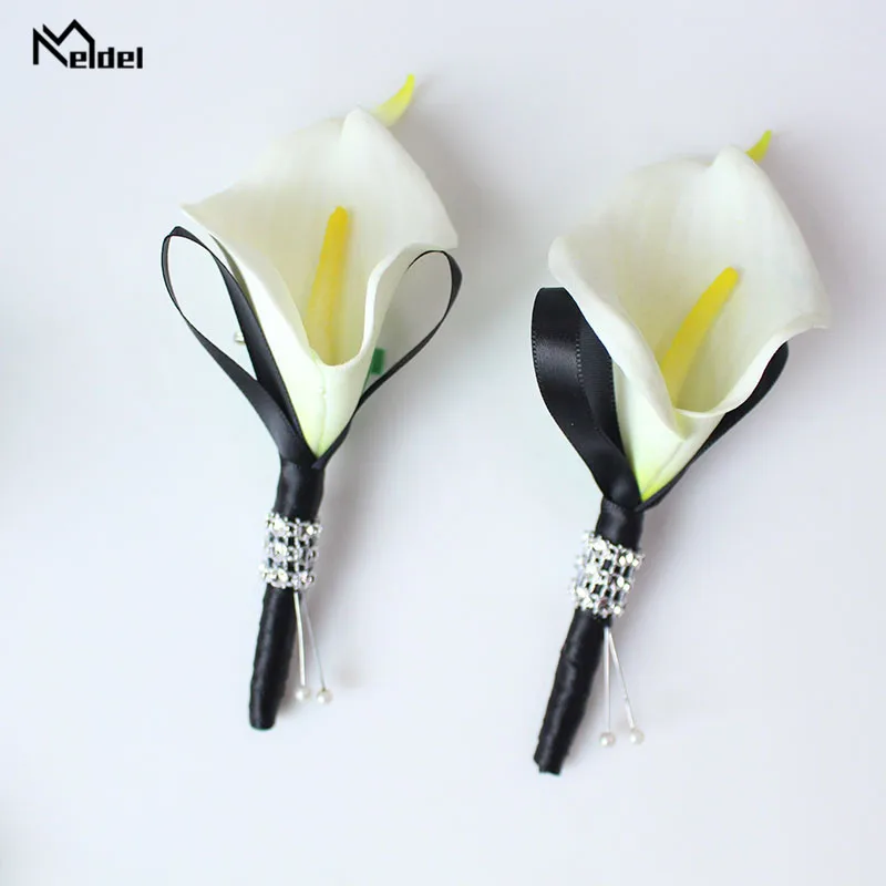 Meldel broche falso de calla, broche floral corsage para casamento, damas de honra, flores, planejador de casamento, buquê