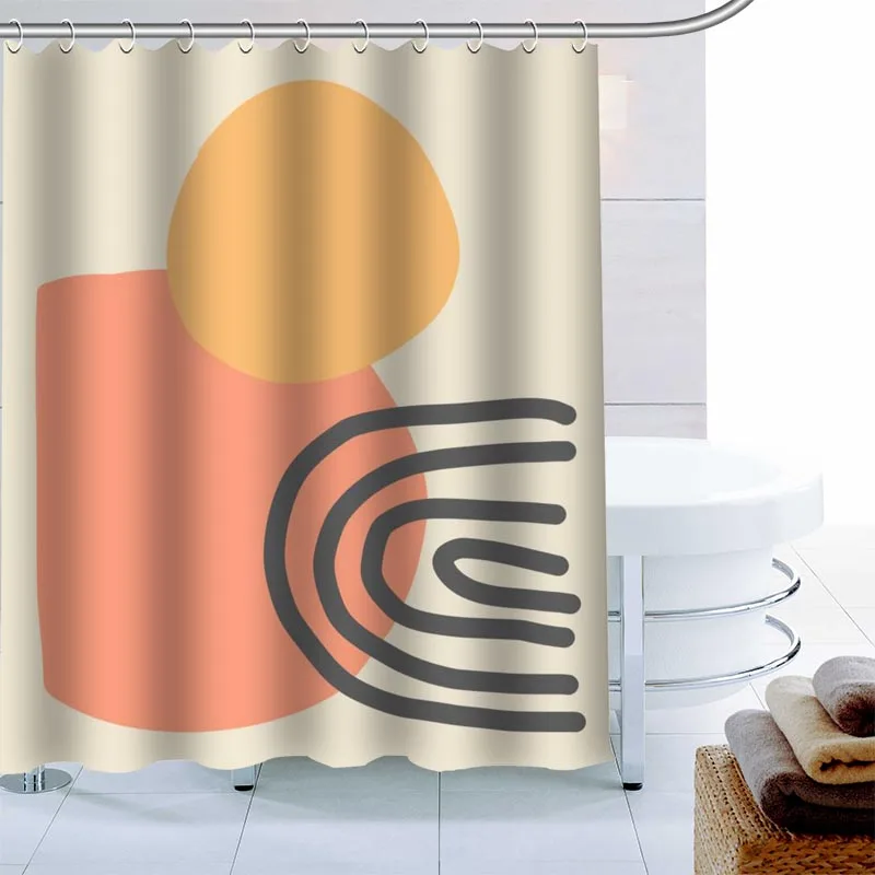 Abstract Generated Shower Curtain Simple Lines 12 Hook Polyester Fabric 3D Printing Bathroom Curtain Waterproof Bath Curtain0603