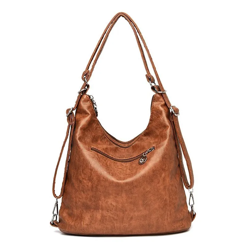 Vintage Frauen Umhängetasche Mode Pu Leder Umhängetasche Designer Geldbörse große Kapazität Handtasche Reisetasche Sack à main – Detail 18