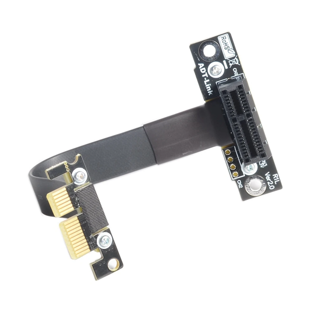 

PCIe 3.0 X1 To X1 Extension Cable 8G/BPS Dual 90 Degree Right Angle High Speed PCI Express 1x Riser Card Ribbon Extender