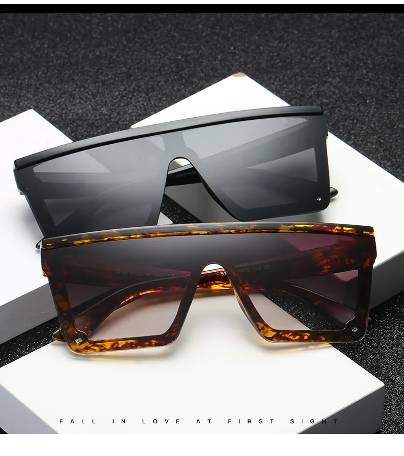 Sunglasses Men Women Square Shades Gradient Sun Glasses Men Cool One Piece UV400 Mirror