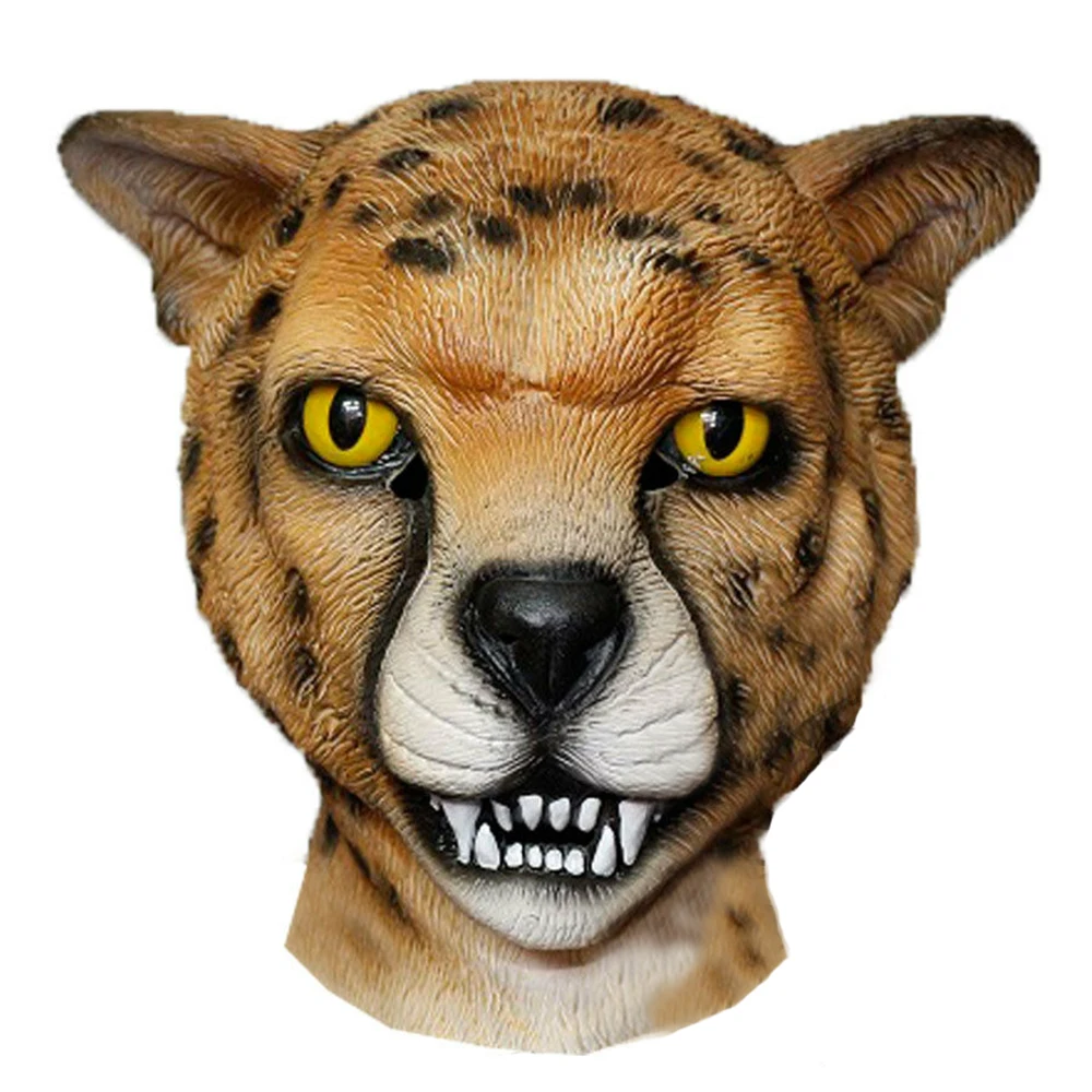 Latex Cheetah Mask Halloween Animal Large Cat Masquerade Mask Party Fancy Dress Props