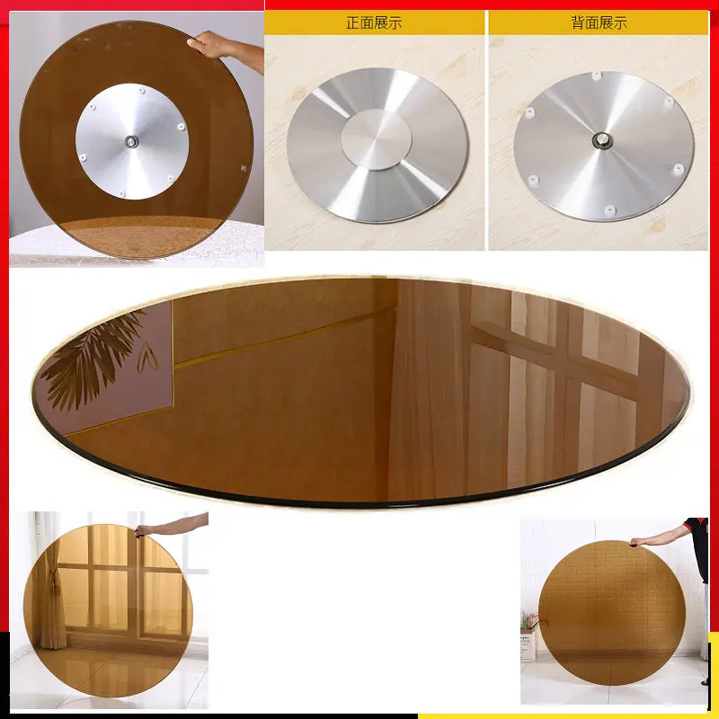 

HQ TG01 Tempered Tawny Dark Brown Glass Dining Table Top Turntable Swivel Plate with Lazy Susan