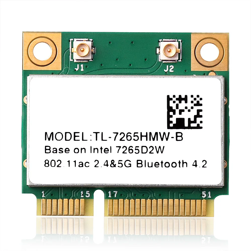 

New Dual Band Wireless-AC 7265 Intel IT-7265HMW 7265D2W 2.4G/5Ghz 802.11ac 867Mbps Bluetooth 4.2 MINI PCI-E Card