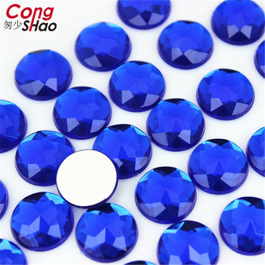 60pcs 14mm Round Acrylic Rhinestones Applique Stones And Crystals Flat Back Beads DIY Garment Crafts Accessories WC765