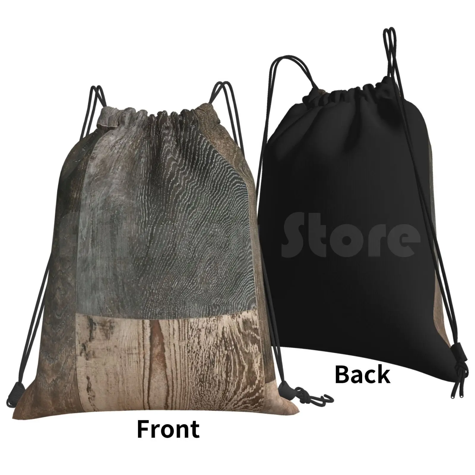 Primitive Western Country Farmhouse Chic Brown Barn Wood Backpack Drawstring Bag Riding Climbing Gym Bag  Wood Texture Wooden