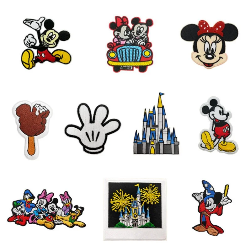 Cartoon anime high quality Mickey Minnie Mouse patch fireworks Embroidered for Iron on T-shirt  DIY Sewing clothes patch Decor