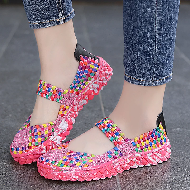 2020 new ladies sandals soft 6 color stitching ladies sandals comfortable flat sandals Baotou beach shoes ladies footwear