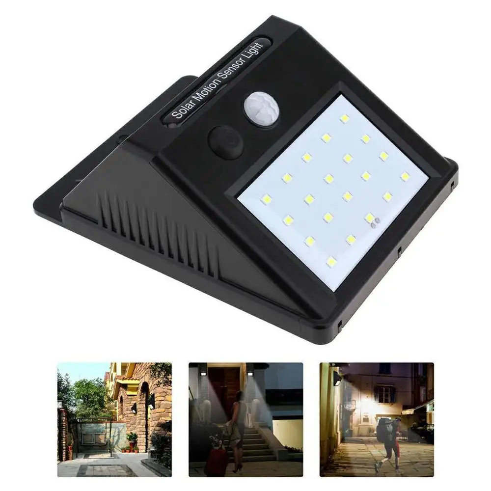 Novo refletor solar de parede com sensor de movimento, à prova d'água, 20 leds, lâmpadas de jardim, quintal, ambiente externo, 2020