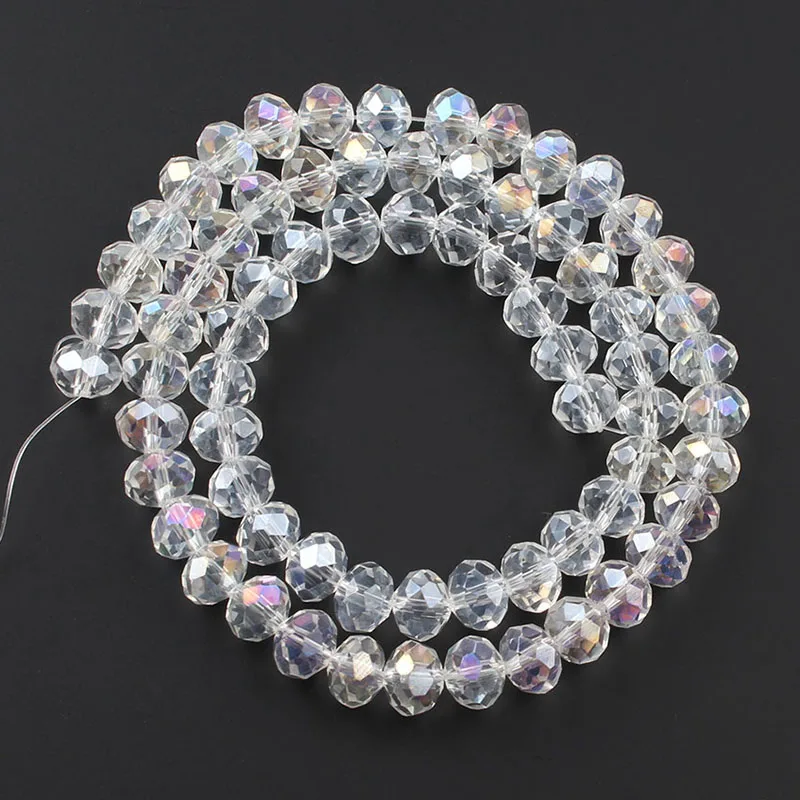 4/6/8/10/12mm Crystal Rondel Beads Wheel Faceted Glass Beads for Diy Bracelet Accessories Jewellery Making 15\'\'/Strand Pick Size