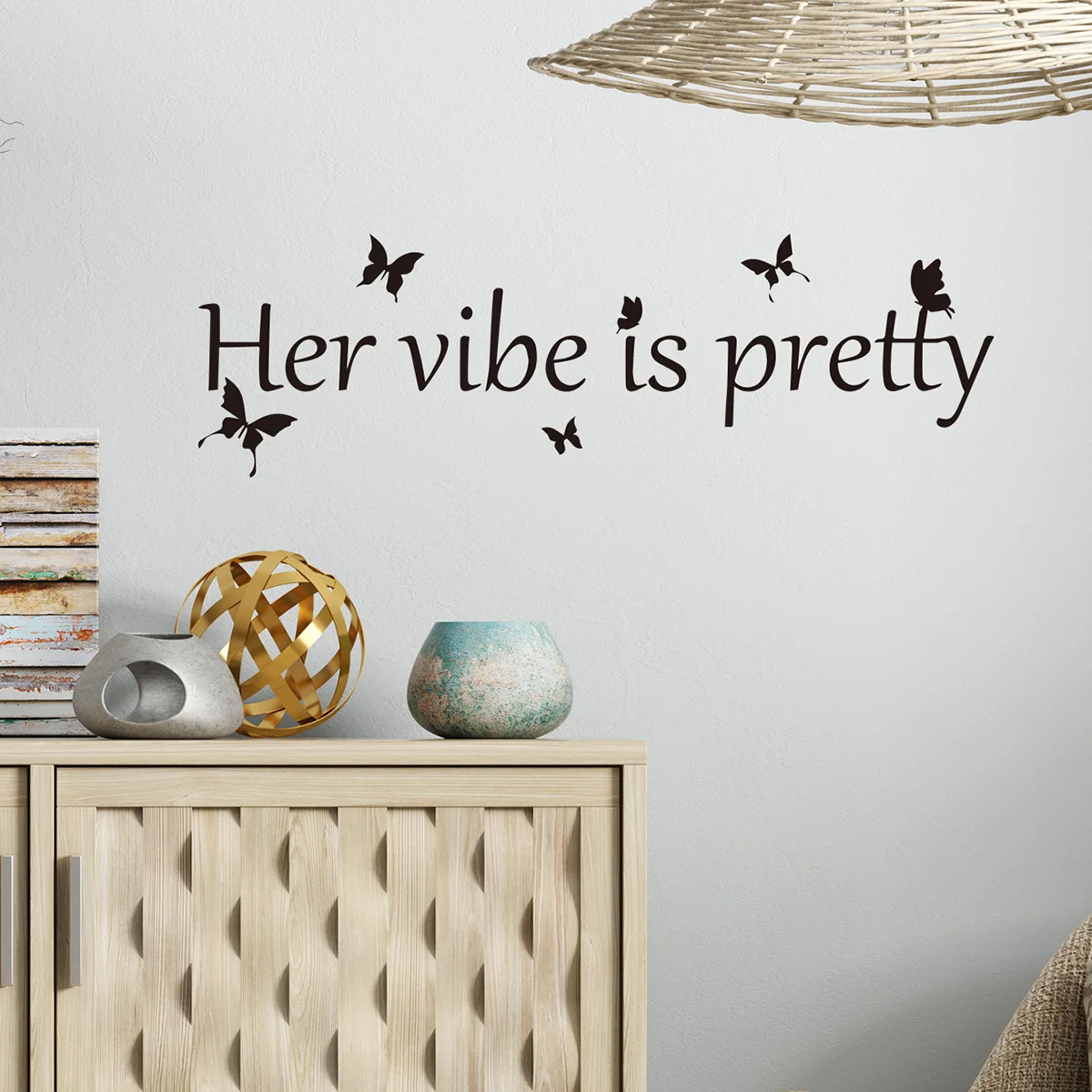 Her Vibe Is Pretty Mirror Wall Sticker Living Office Trendy Female Beauty Positive Women's Inspirational Quote Wall Decal Murals