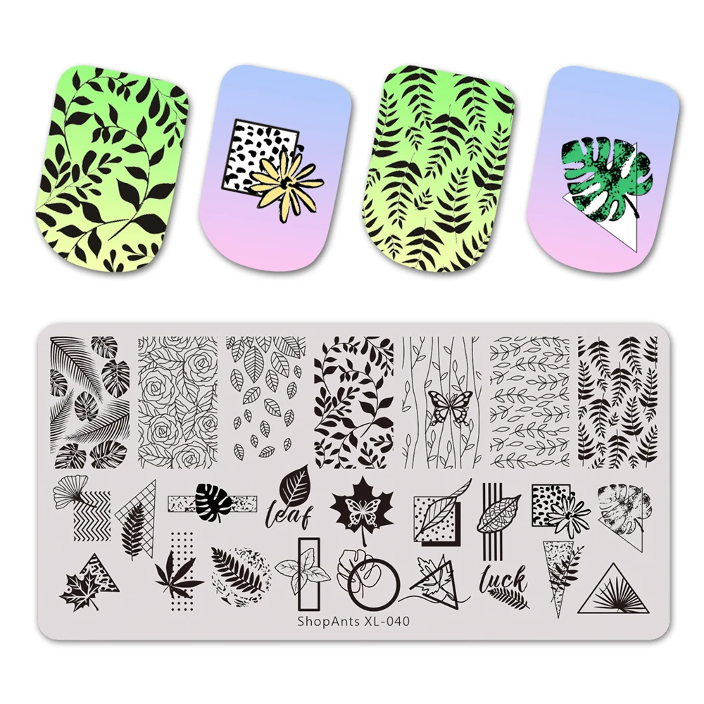 

6*12cm Nail Stamping Plates Leaf Pictures Stencil Stainless Steel Design for Printing Nail Art Image Plate XL-040