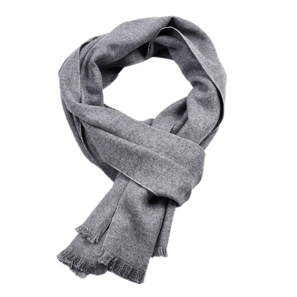 Fashion Men Soild Color Cashmere Scarf Winter Thicken Warm Pashmina Shawl Man Black Gray Casual Scarves Tassel Foulard Bufanda