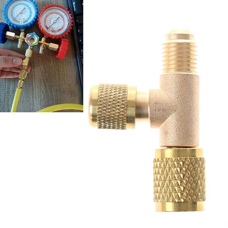 copper Refrigerant Exhaust Valve Quick Air Exclusion Valve Release Gauge Pressure Valve Fitting Copper Adapter