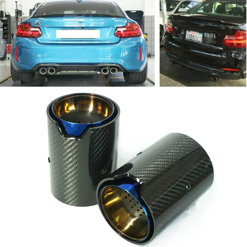 

1Piece 70MM Car Exhaust Glossy/Matte Black Carbon Fiber Rear Trim Tail Tips Pipe Tube Silencer ​Muffler for BMW M Serie