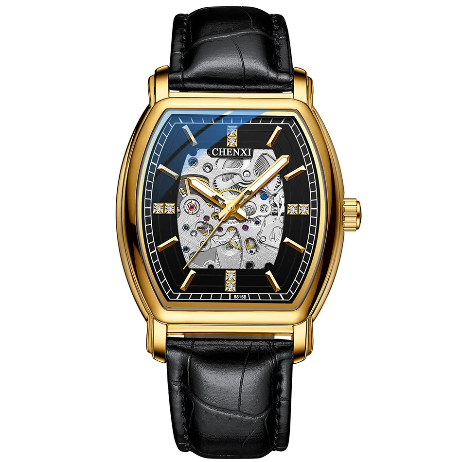 

Men Watches 2021 Luxury Gold Men's Automatic Mechanical Watch Husband Boyfriend Gift Symbol of Man Witness of Time Black Leather