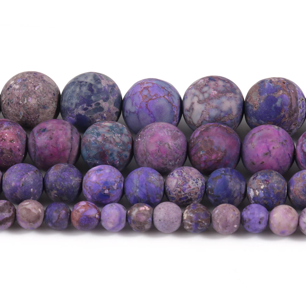 4-10mm Natural Matte Beads American Turquoises Purple Howlite Round Stone Bead for Jewelry Making DIY Bracelet Accessories 15\'\'