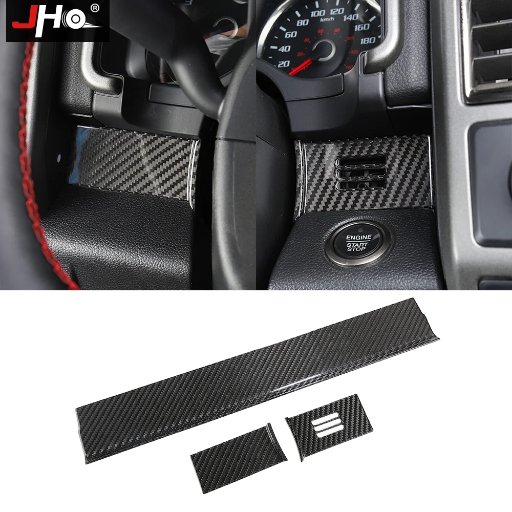 JHO Real CARBON Upper Engine Start Stop Glove Box Overlay Cover Trim For Ford F150 2017-2020 Raptor 2018 2019 Car Accessories