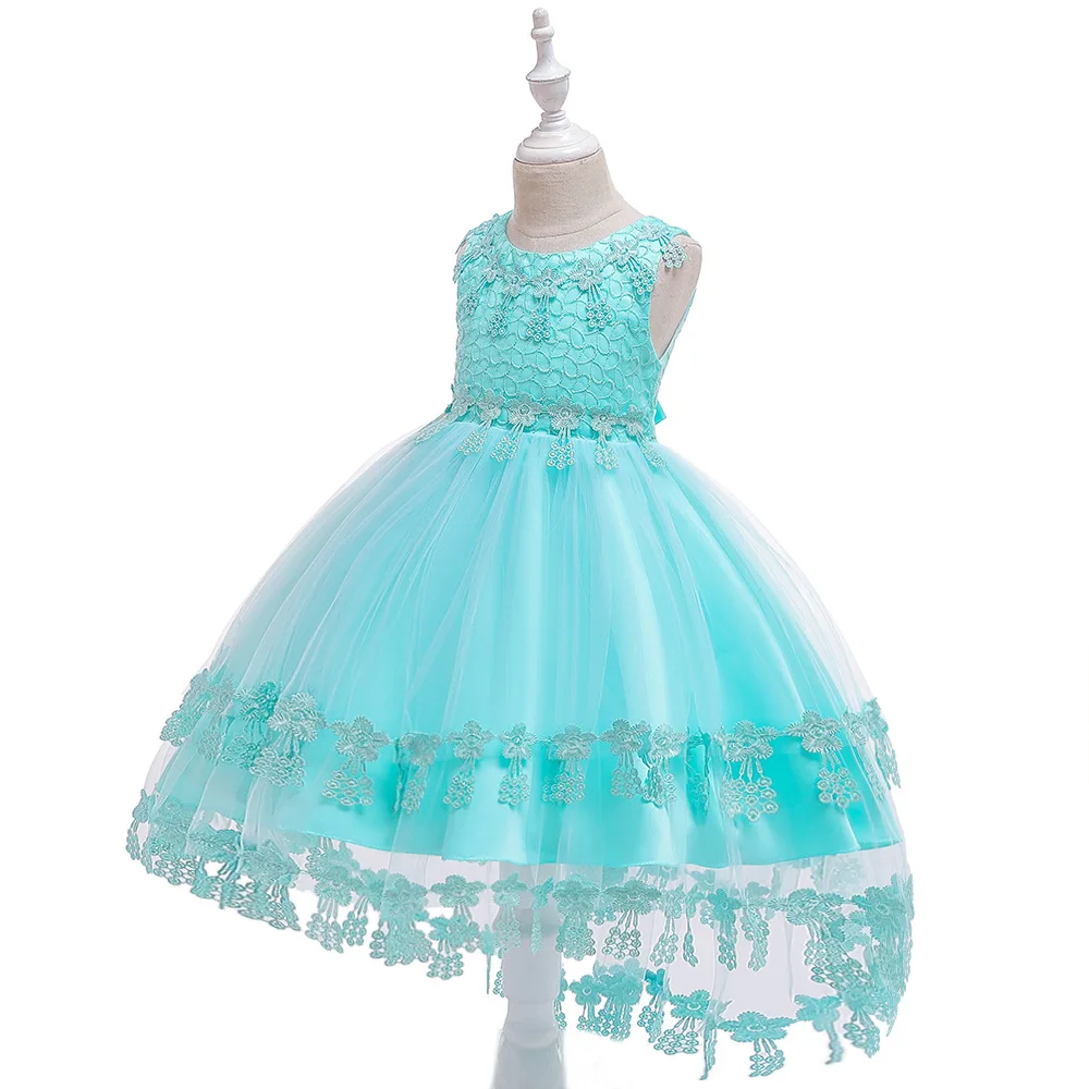 Vestido de princesa bordado de encaje para niña, fiesta de cumpleaños de flores para esmoquin, boda, novedad de 2021