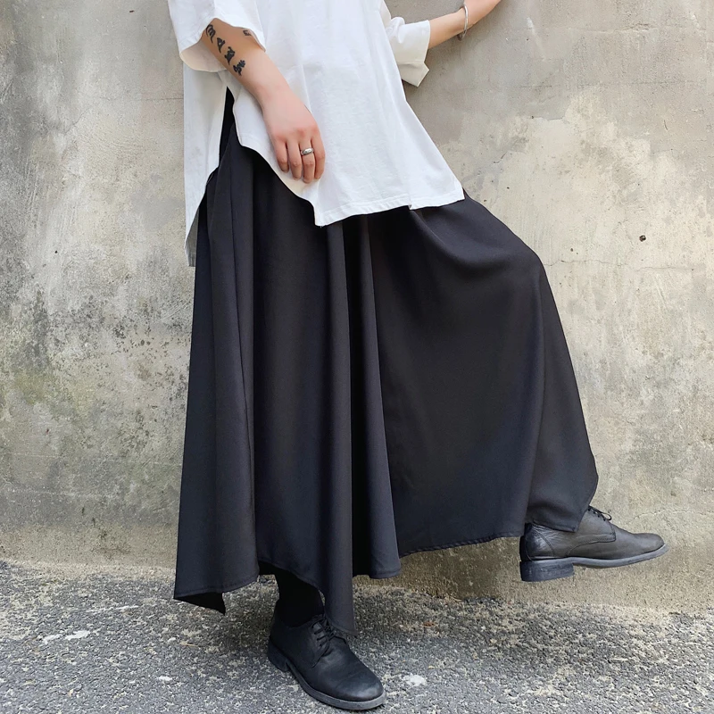 

Men's spring/summer loose wide-legged pants culottes men's big bell-bottom pants black pants hairdresser Yamamoto