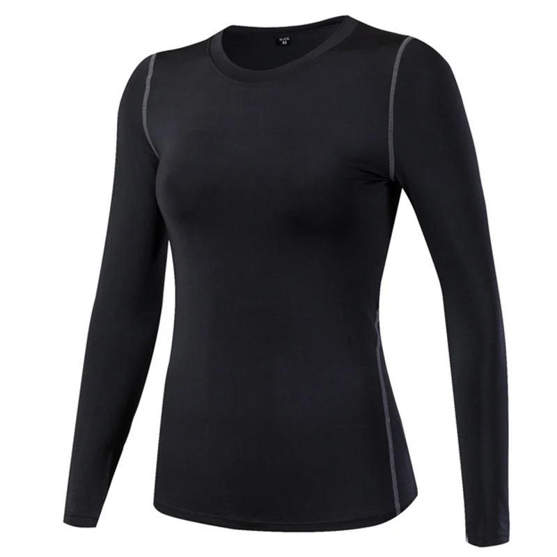 Quick Dry Long Sleeve Women Running Top Tees Elastic Gym Fitness Yoga Shirt Slim Fit Base Layer Sportswear Clothing Customize