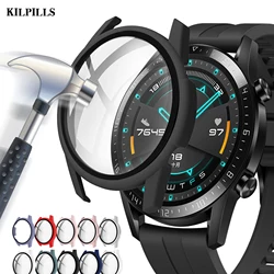 Glass+Case for huawei watch gt2 2e 46mm 42mm Accessories Full Coverage Screen Bumper Tempered correa huawei gt2e Cover protector