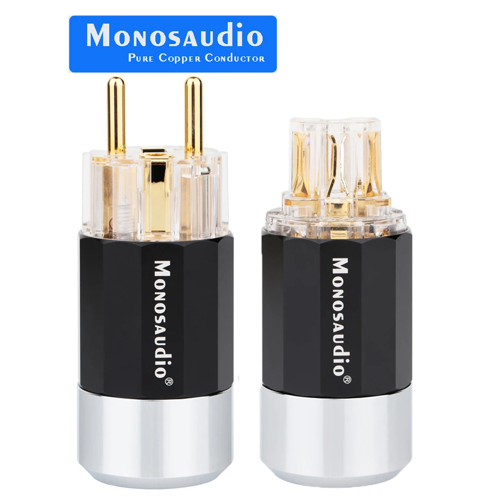 

Monosaudio E109G/F109G 99.99% Pure Copper EU Plug Type Schuko Power Plug Pure Copper Eu version Power Connector HIFI Power cable