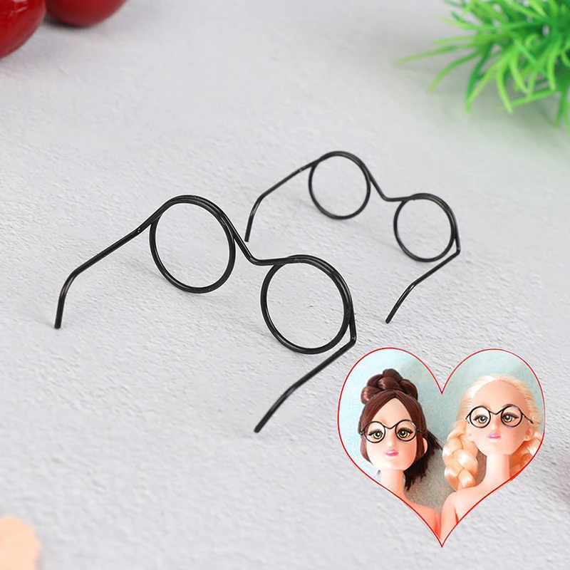 New Hot! 1/2/5/10 Pcs Fashion Round Frame Lensless Retro Cool Doll Glasses For BJD Doll 1/6 30cm Doll Accessories