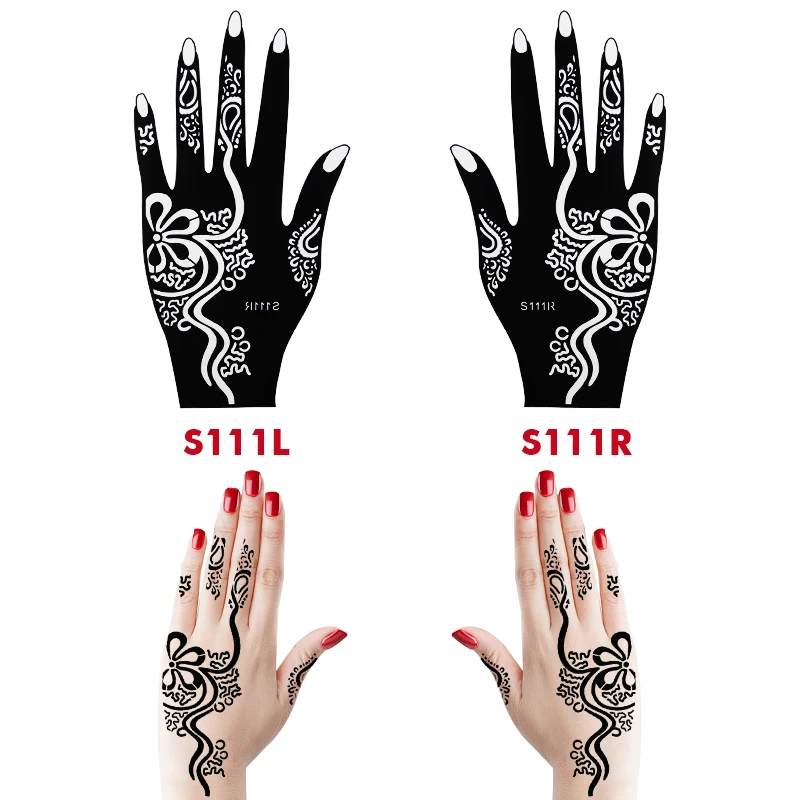 10PCS Self-Adhesive Reusable Henna Tattoo Stencils,Mehndi Indian Temporary Hand Tattoos For Body Art Painting 5 Pairs