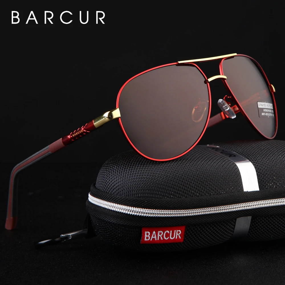 BARCUR Aluminum Vintage Men\'s Sunglasses Men Polarized Coating Classic Sun Glasses Women Shade Male Driving Accessories Eyewear