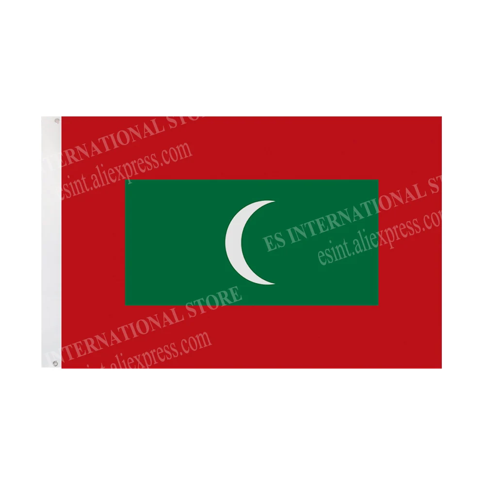 Maldives Flag National Graphic Custom Printed Hanging Banner Design Outdoor Sport Polyester Shaft Cover Grommets 3X5FT 90X150CM