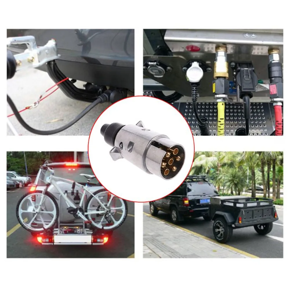 EU Plug 7 Pin RV Aluminum Alloy Plug Trailer Towing Electrics 12V Trailer Connector